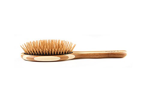 Large Oval Wooden Bristle Hair Brush with Bamboo Handle - Body Care