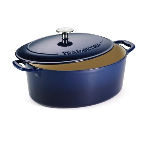 Enameled Cast Iron Dutch Oven 7 Qt Oval with Lid - Blue Variation
