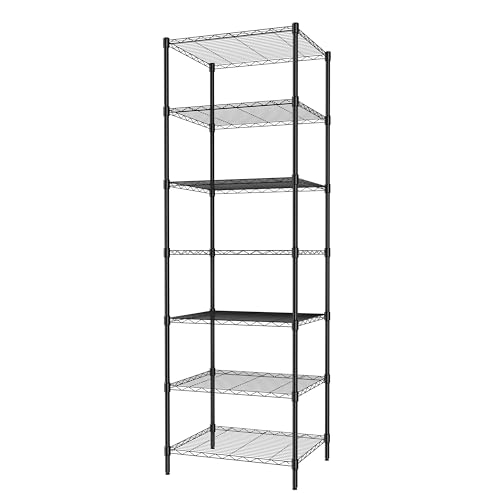 Heavy Duty 7-Tier Wire Shelving Rack - 24x24x72 Inches, Adjustable Steel Storage Unit