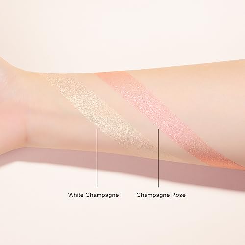 Highlighter Makeup Palette Highlighter Powder Glossy Glitter Highlight Makeup Palette come with mirror -Whtie Champagne