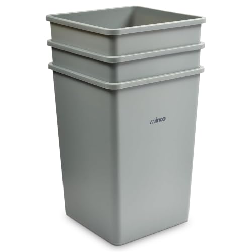 35 Gallon Heavy-Duty Square Plastic Trash Can - Gray Commercial Waste Bin
