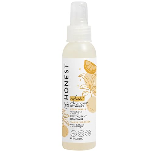 The Honest Company Conditioning Hair Detangler, Tear-Free, Hypoallergenic, Leave-In Conditioner and Fortifying Spray, Citrus Vanilla Refresh, 4 fl oz