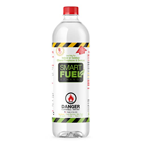 SmartFuel Bioethanol Fuel 1 L Bottle Pack of 12 for Fire Pits & Stoves (Denatured Alcohol)