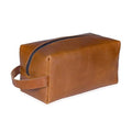 Buffalo Leather Travel Toiletry Bag - Tan Dopp Kit for Men & Women, Organizer with Zipper