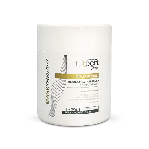 Gold Restorative Hair Mask with Hyaluronic Acid - Repair Damaged Hair & Frizz - 500g / 17.6 Fl Oz - Expert Hair