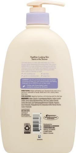 Aveeno Stress Relief Body Wash for Women & Men - Calming Lavender & Prebiotic Oat, 33 Fl Oz Pack of 6 - Sensitive Skin