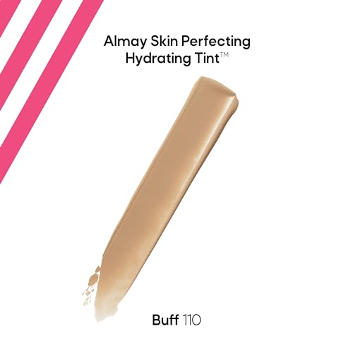 Almay Hydrating Liquid Foundation Tint, Lightweight with Light Coverage, Naturally Dewy Finish, Hypoallergenic, Dermatologist TestedFragrance Free, 110 Buff, 0.94 fl oz.