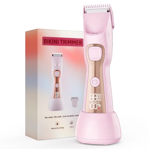 Pink Bikini Trimmer for Women 7000RPM Dual Head Electric Razor Gift