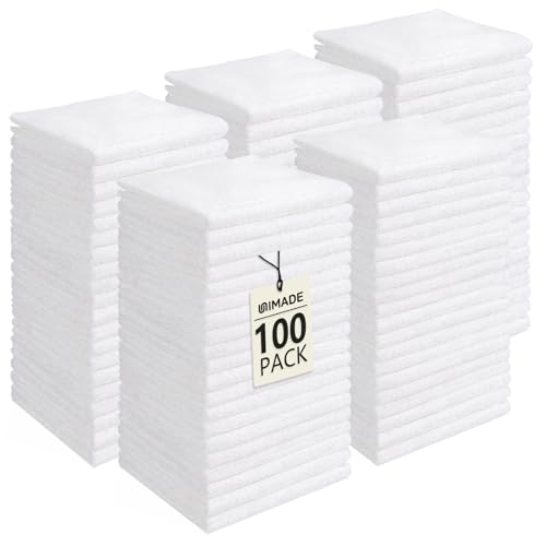 White 100 Pack Microfiber Washcloths - Soft, Durable Face Towels for Home & Spa