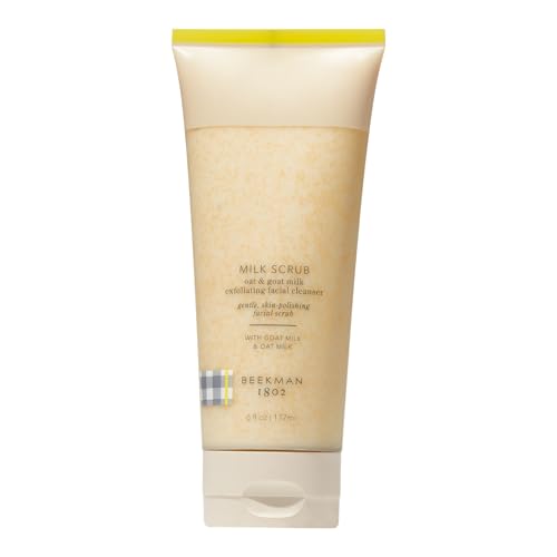 Beekman 1802 Oat & Goat Milk Exfoliating Face Wash & Facial Scrub ? Gentle Pore Minimizing Exfoliating Cleanser with Jojoba Beads, Daily Face Wash for Sensitive Skin ? 6 Fl Oz
