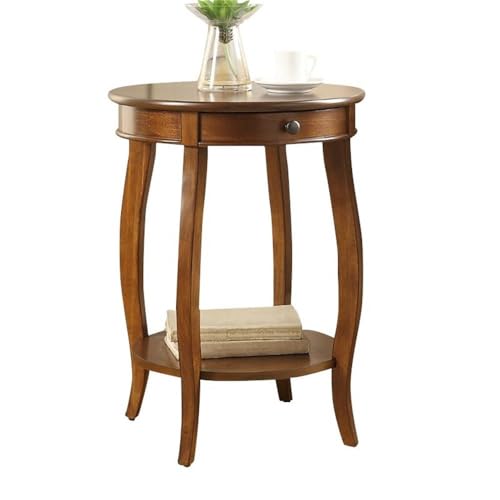 Cherry Accent Side Table with Drawer & Shelf - 18" Walnut End Table
