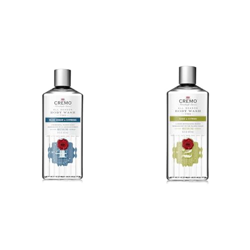 Cremo Men's Body Wash Bundle with Blue Cedar & Cypress and Sage & Citrus Scents, 2 x 16 Fl Oz
