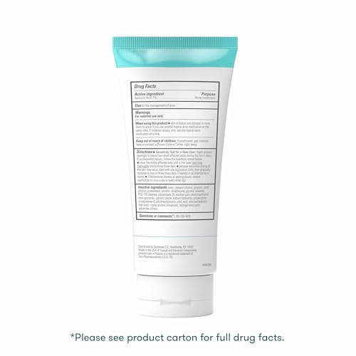 Acne Face Wash with Salicylic Acid - Gentle Exfoliating Gel Cleanser 6 Fl Oz