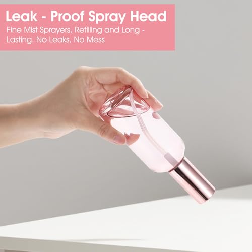 Pink Glass Spray Bottles Set - Refillable 3.4 Oz Fine Mist Atomizers for Perfumes & Essential Oils