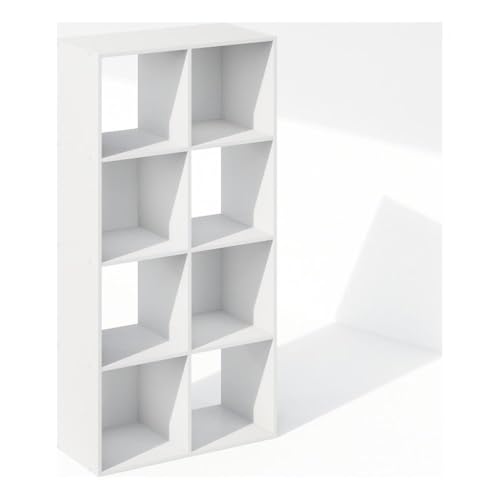 White 8-Cube Book Shelf - Modern Cube Storage Organizer for Living Room & Bedroom