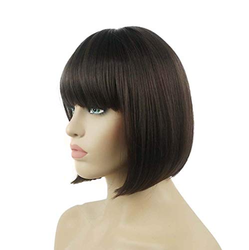 Lydell Chestnut Brown 8" Short Bob Wig with Center Part, Heat-Resistant Synthetic