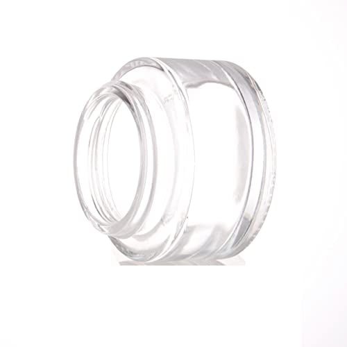COSIDEA 6pcs Empty 1.7 OZ/50g Round Clear Glass Jars with Bamboo lids, Bamboo Cream Jar Refillable Cosmetic Travel Containers for Lip Balm, Ointments, Lotion Packing