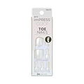 KISS Impress Color No Glue Pedi 30 Pcs Press on Toenails, White Glitter Stick on Extension False Nails for Toes, Peel & Press Easy Apply, Hassle-Free Removal, Includes Manicure Stick, Prep Pad & File