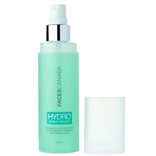 FACESCANADA Hydro Makeup Remover Spray | Cleanses & Moisturizes Skin | Rich in Antioxidants | Gentle Makeup Remover for Face & Eye | 3.38 Fl Oz/100ml