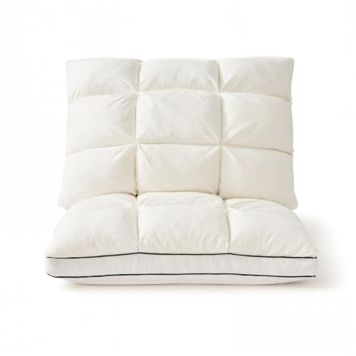 Queen Size Dual-Layer Goose Feather Down Pillow Set of 2 White