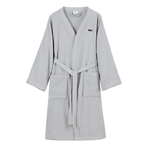Lacoste Classic Pique Cotton Terry Bath Robe Unisex One Size Micro Chip Variation