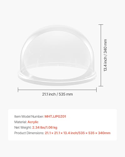 21 Inch Cotton Candy Machine Cover Acrylic Dome Bubble Shield for Commercial Floss Maker
