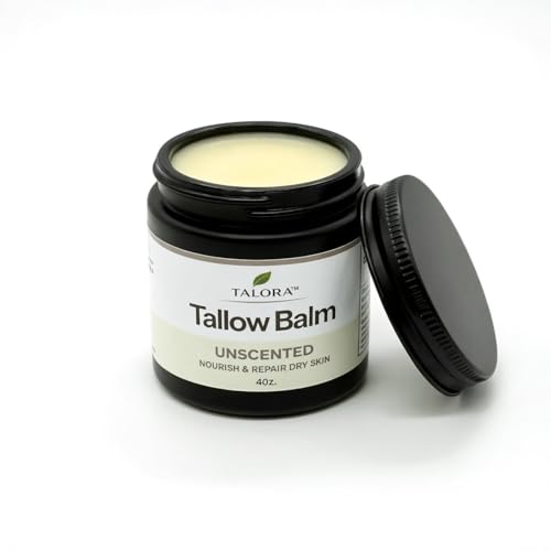 Tallow Balm: Unscented | 100% Grass-Fed & Finished Beef Tallow with Organic Jojoba Oil | Deep Moisture Balm | All-Natural Multipurpose Skincare for Dry & Sensitive Skin (4oz)