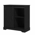 Sliding Barn Door Buffet Sideboard Storage Cabinet Black - Farmhouse Style