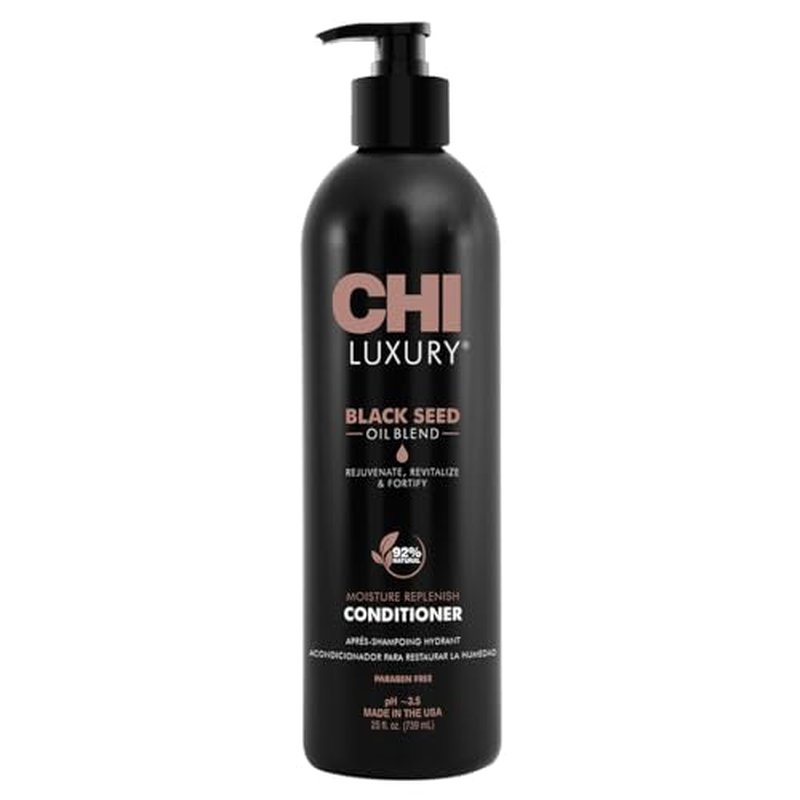 CHI Luxury Black Seed Oil Moisture Replenish Conditioner, Strengthens for Soft Hair, Replenishes Moisture, Sulfate, Paraben & Gluten-Free, 25 Oz