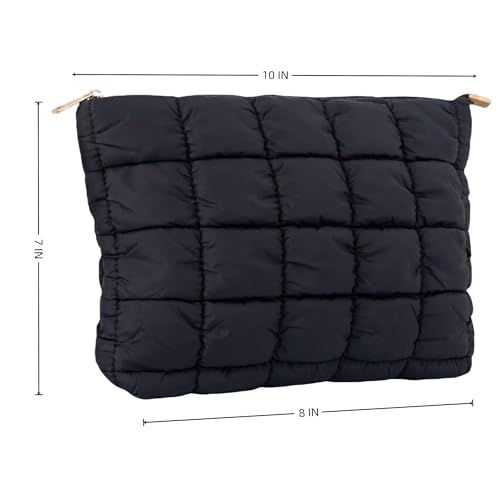 CECKQUE Black 5 Quilted Makeup Bag with Pearl Bracelet - Puffer Cosmetic Organizer