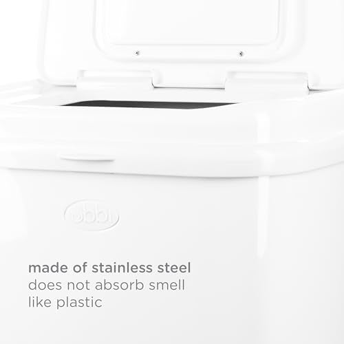 White Adult Diaper Pail 13-Gallon Stainless Steel Odor Locking Disposal Bin