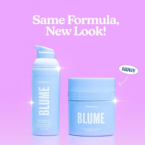 Blume Meltdown Gel Face Moisturizer for Acne-Prone & Sensitive Skin - Oil-Free, 72-Hour Hydration, Niacinamide & Ceramides - 1.7 oz