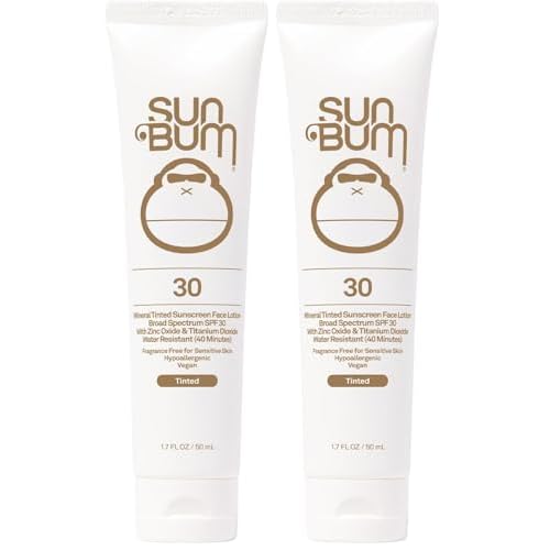 Sun Bum Mineral SPF 30 Tinted Face Sunscreen-Matte Primer-Broad Spectrum Moisturizing Sunscreen with Vitamin E-Hawaii 104 Act Compliant (Without Octinoxate&Oxybenzone)-Travel Size 1.7 oz,(Pack of 2)