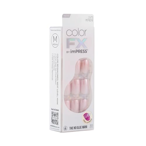KISS Impress Color FX No Glue Mani 30 Pcs Press on Nails, Medium False Nails, Metallic Chrome & Cat Eye, Peel & Press, Hassle-Free Removal, Includes Manicure Stick, Prep Pad & File (Stay, Medium)