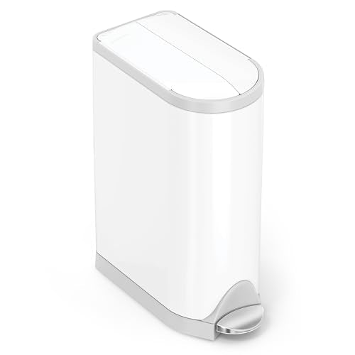 Simplehuman Butterfly Step Can 18L Trash Can with Odor Control - White Steel, Diaper Can Variant