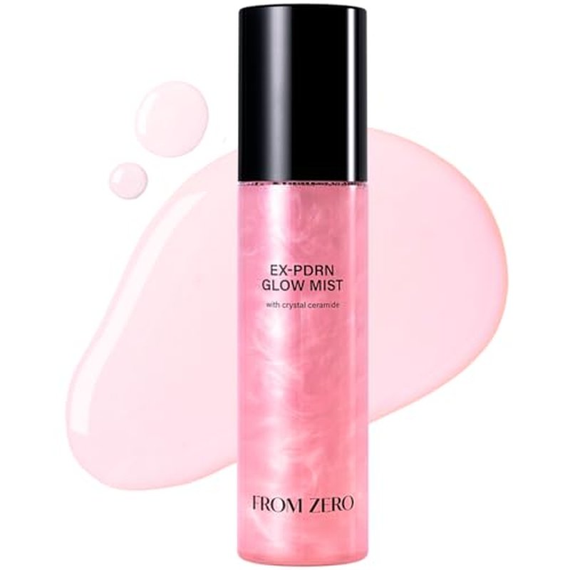 FROM ZERO EX-PDRN Glow Mist, Pink Ceramide Toner Spray, Rose Scent, Light-weight Hydration, Moisturizing, Broccoli PDRN, Jinseng Exosomes, Vegan Collagen, Niacinamide, Gift for Girlfriend, 3.38 fl.oz.