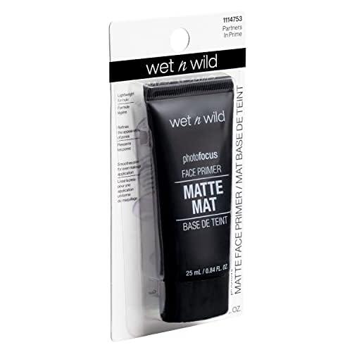 wet n wild Face Primer Photo Focus Matte Face Primer Clear, Perfect Prep & Matte Finish, Extends Makeup Wear, Weightless Hydration with Aloe Vera & Vitamin E, Cruelty-Free - Partners in Prime