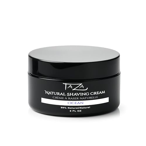 Premium Taza Natural Ocean Shaving Cream (8 oz), Contains Jojoba Oil, Glycerin