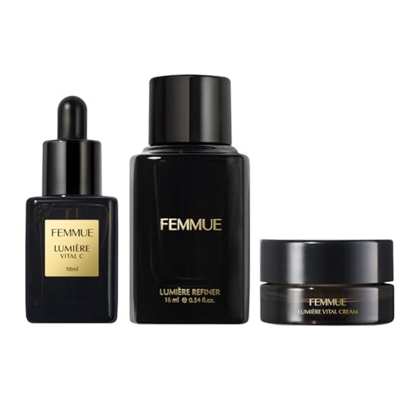 FEMMUE Lumi?re Discovery Kit (3pc) | With Vital C Serum, Refiner Face Toner, & Vital Cream Moisturizer | Hydrate & Plump Skin with Vitamin C, Niacinamide, & Phyto-collagen | Korean Skin Care
