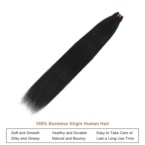 Black 18 Inch Burmese Virgin Human Hair Bundle - Straight, Full Ends, Can Be Dyed & Restyled