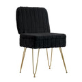 Black Vanity Chair with Storage & Foldable Back - Comfy Ottoman