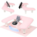 Rolomanve 3rd Gen U-Shaped Nail Arm Rest with Rotating Phone Holder, Pink (With Mat) — Adjustable, Non-Slip Manicure Support