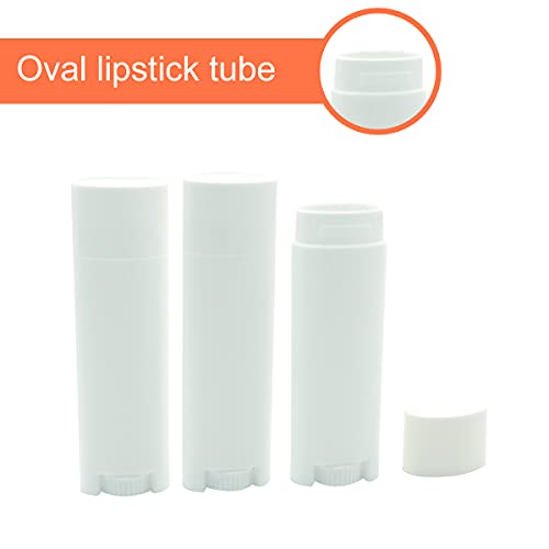100PCS White Oval Lip Balm Tubes with Caps - 5ml Plastic Lip Gloss Containers