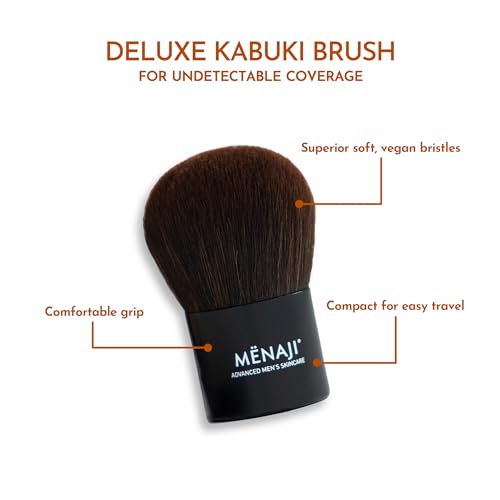 Menaji Deluxe Kabuki Brush for Men - 1 Ounce Travel Makeup Brush - Synthetic, Flawless Application