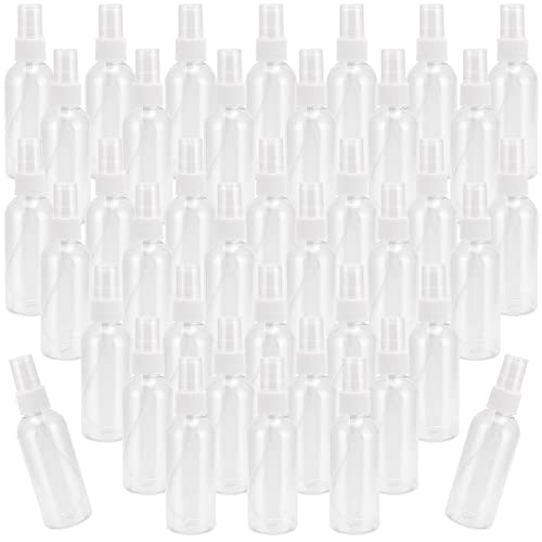 SEUNMUK 40 Pack 2.7oz/80ml Spray Bottles with Pump Spray Cap, Clear Fine Mist Empty Plastic Spray Bottles, Travel Size Refillable Bottles for Toner, Essence, Hair Spray