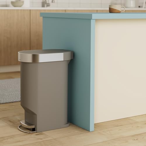 simplehuman Slim Step Trash Can 40L Grey - Silent Close Lid & Steel Pedal