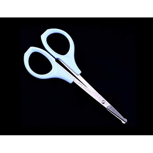 SHINING CROWN 4 Inch Premium Nose & Ear Hair Scissors, Safety Blades with Rounded Tip for Trimming Kid's & Adult's Nails, Facial & Eyebrow Hair