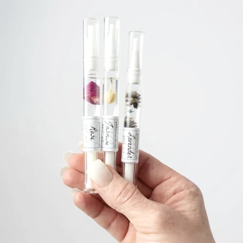 Cuticle Oil Trio ? Lavender, Jasmine & Rose Pens with Real Flower Petals ? Nourishes, Strengthens, Repairs & Protects ? Natural Gift Set (3 Pack)
