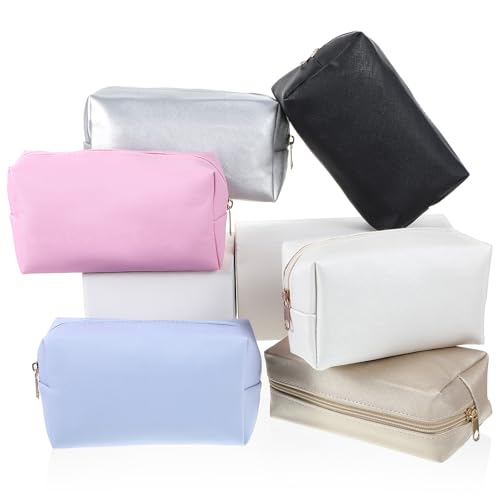 12 Pcs Aesthetics Makeup Bag PU Leather Cosmetic Bag Makeup Pouch Bulk Plain Cosmetic Pouch Waterproof Toiletry Bag for Christmas Party Gift Travel Cosmetic Organizer for Women
