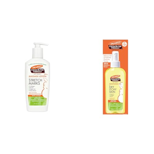 Palmer's Cocoa Butter Formula Massage Lotion for Stretch Marks & Cocoa Butter Formula Soothing Oil with Vitamin E, Dry, Itchy Skin Relief, Pregnancy-Safe Anti-Itch Body Oil, 5.1 Ounces